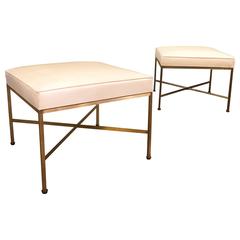 Pair of Brass Model 1306 Ottomans by Paul McCobb for Directional