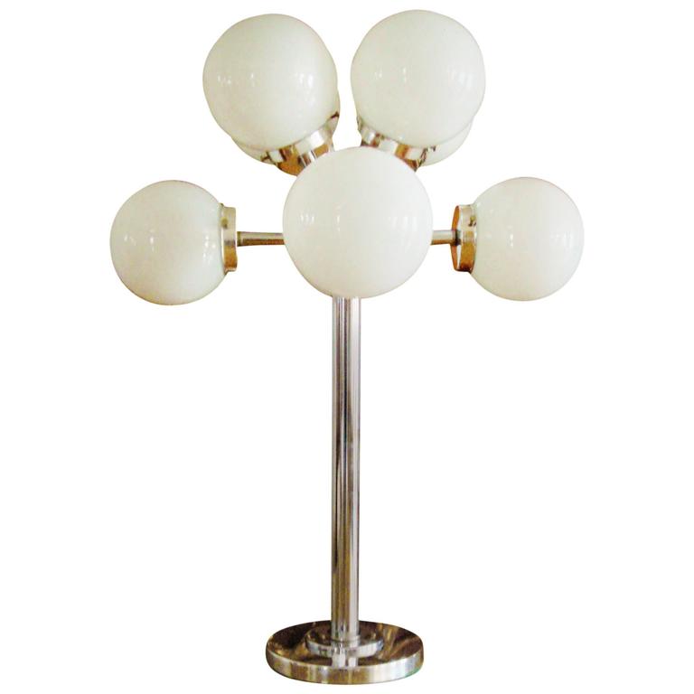 Monumental American Space Age Chrome Eight Branch Table Lamp With Monumental American Space Age Chrome Eight Branch Table Lamp With Glass Globes For