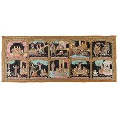 Asian Large Retro Burmese Kalaga Beads Embroidered Tapestry