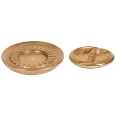 Set of Two Vintage Hand-Painted Stangl Gold Ashtray and Vide Poche 12