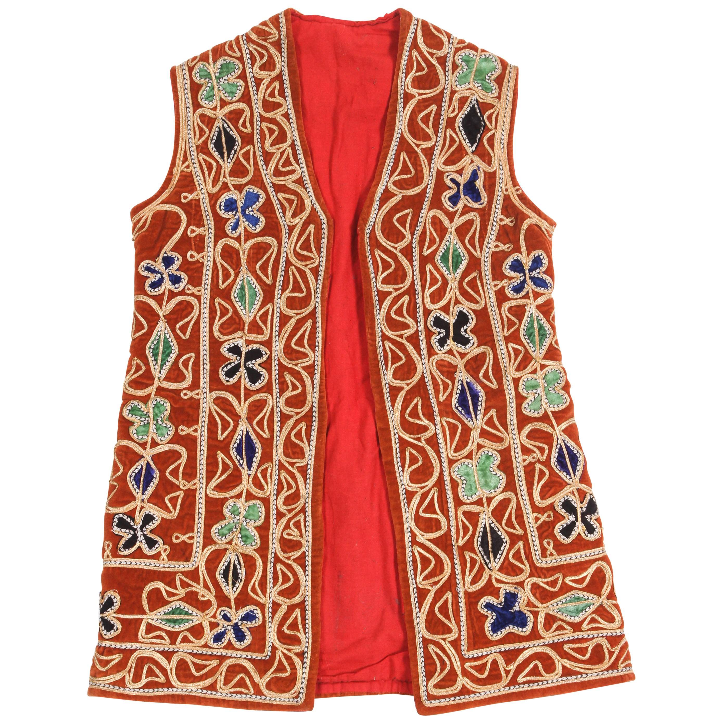 Bright Bohemian Turkish Red Vest For Sale