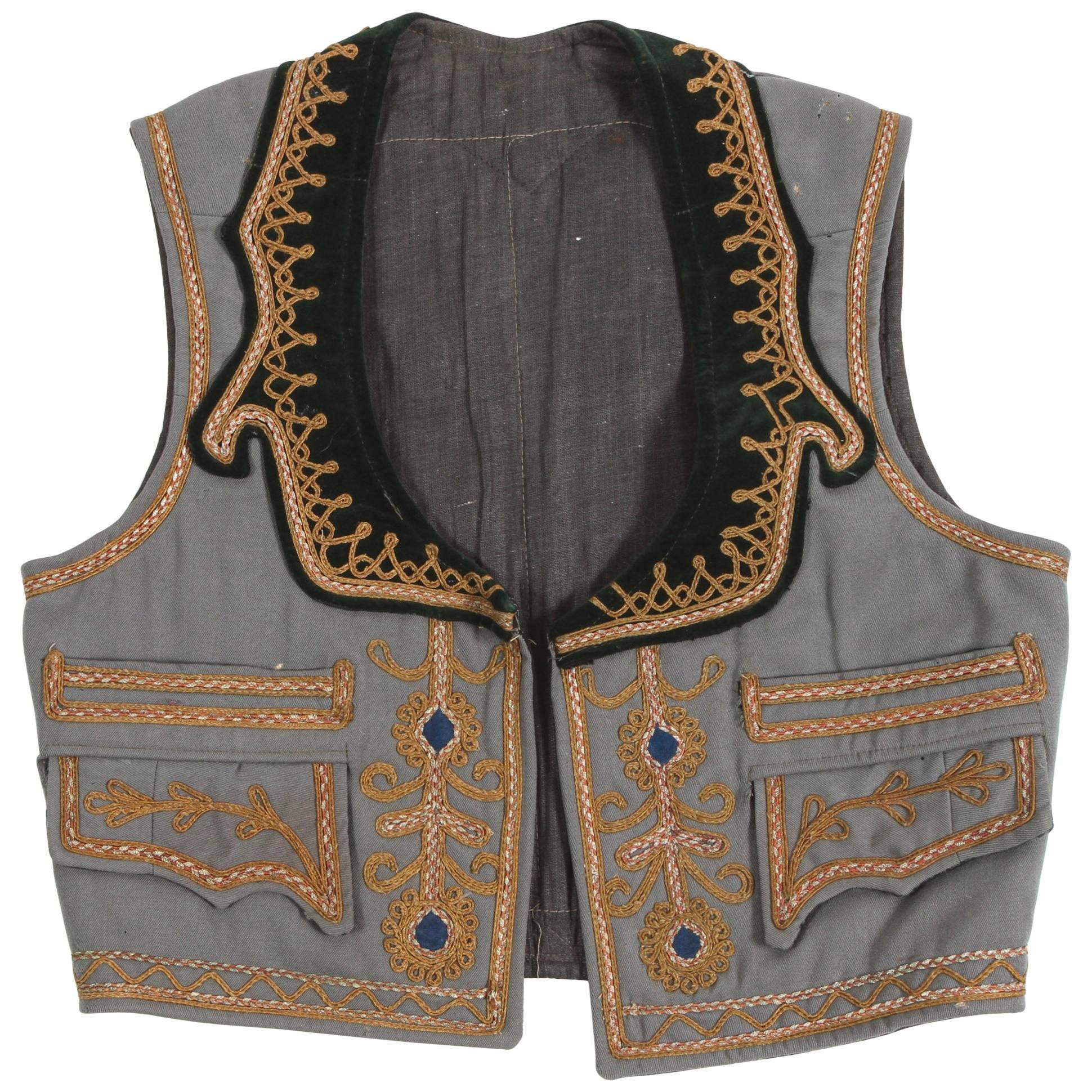 Greek Folk Vest Part of Traditional Costume For Sale