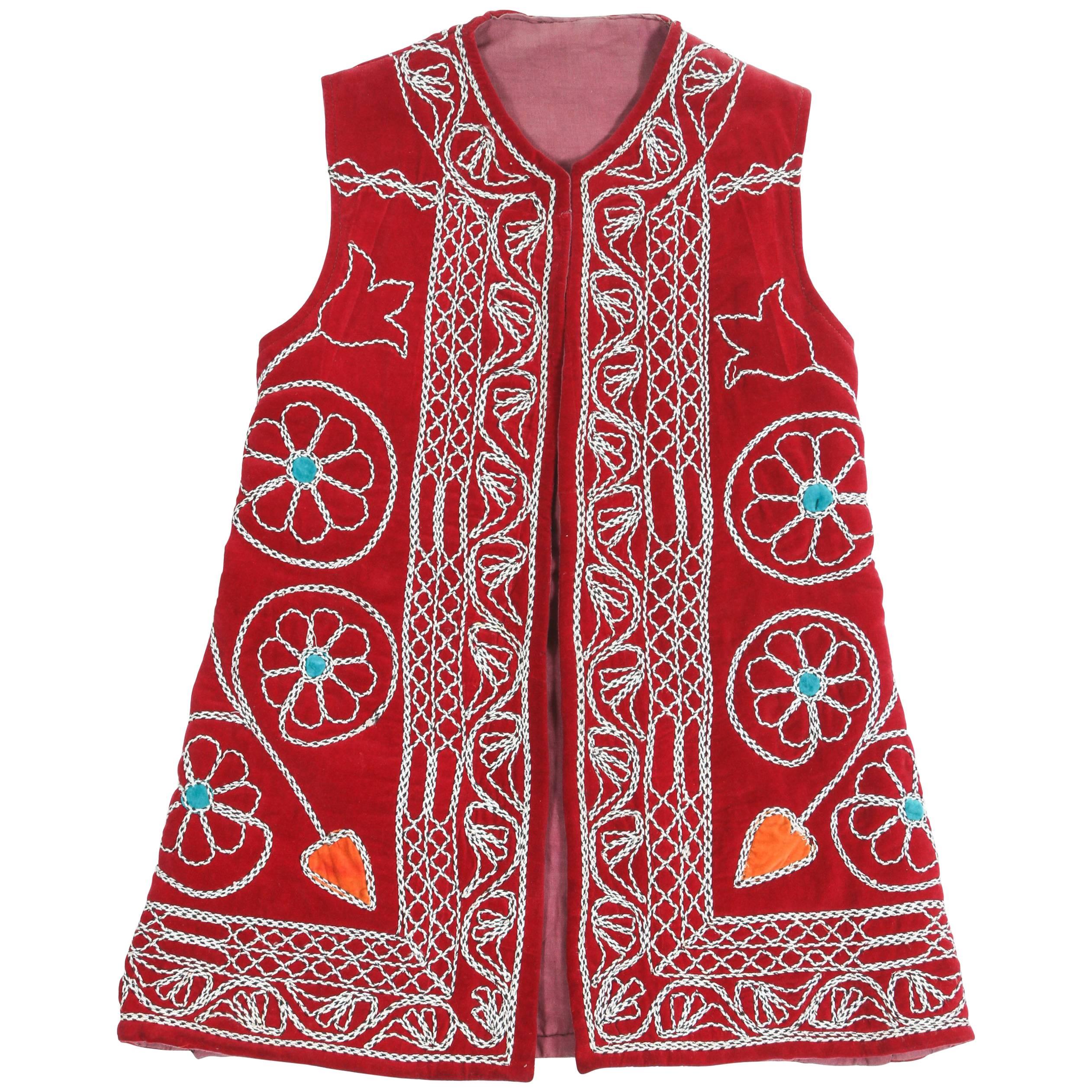 Turkish Red Ceremonial Folk Traditional Vest For Sale
