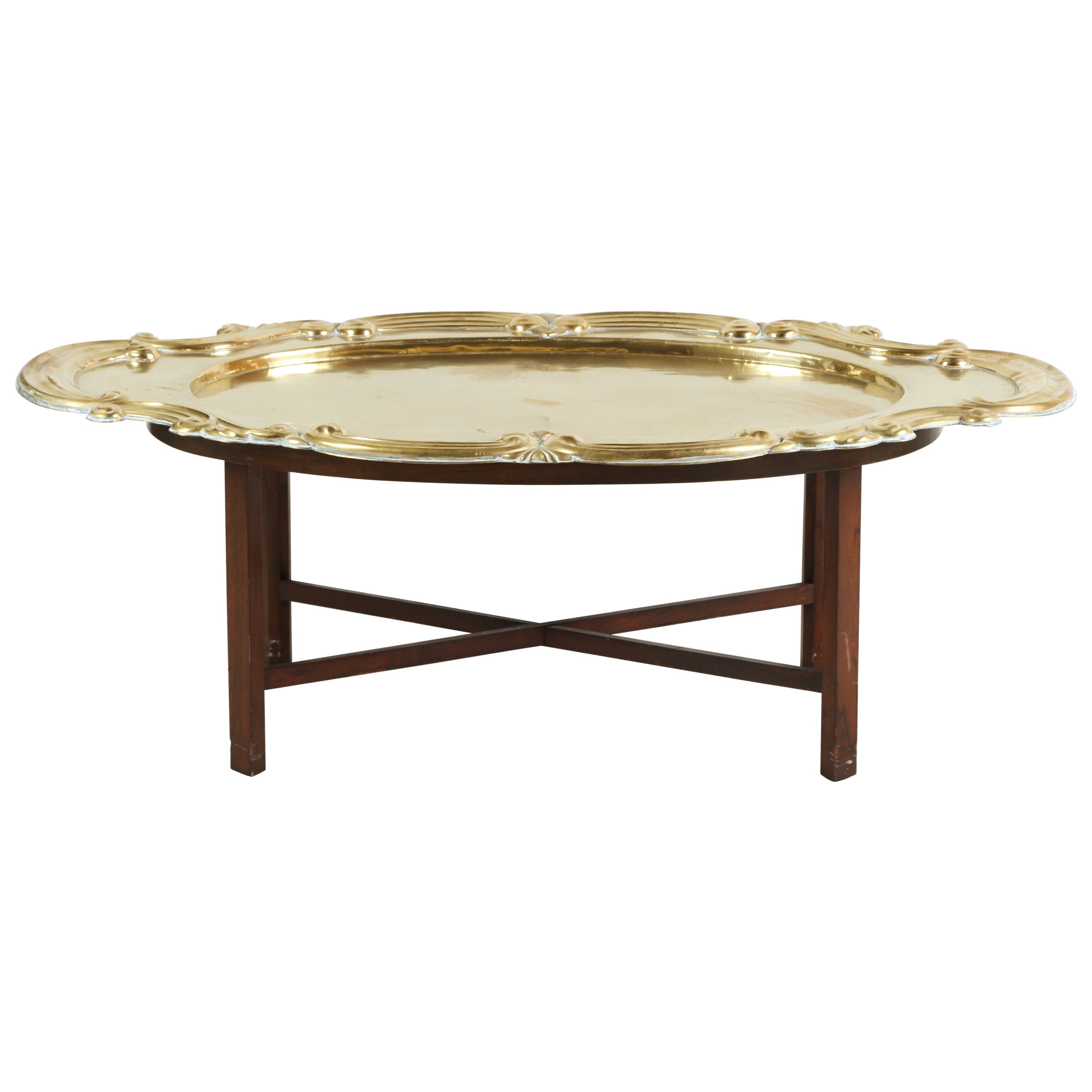 MidCentury Large Oval Brass Tray Table with SpiderLeg at 1stDibs