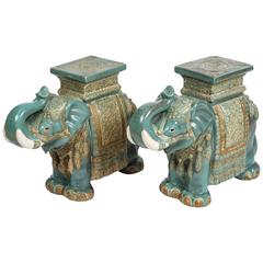 Pair of Chinese Ceramic Elephant Garden Stools