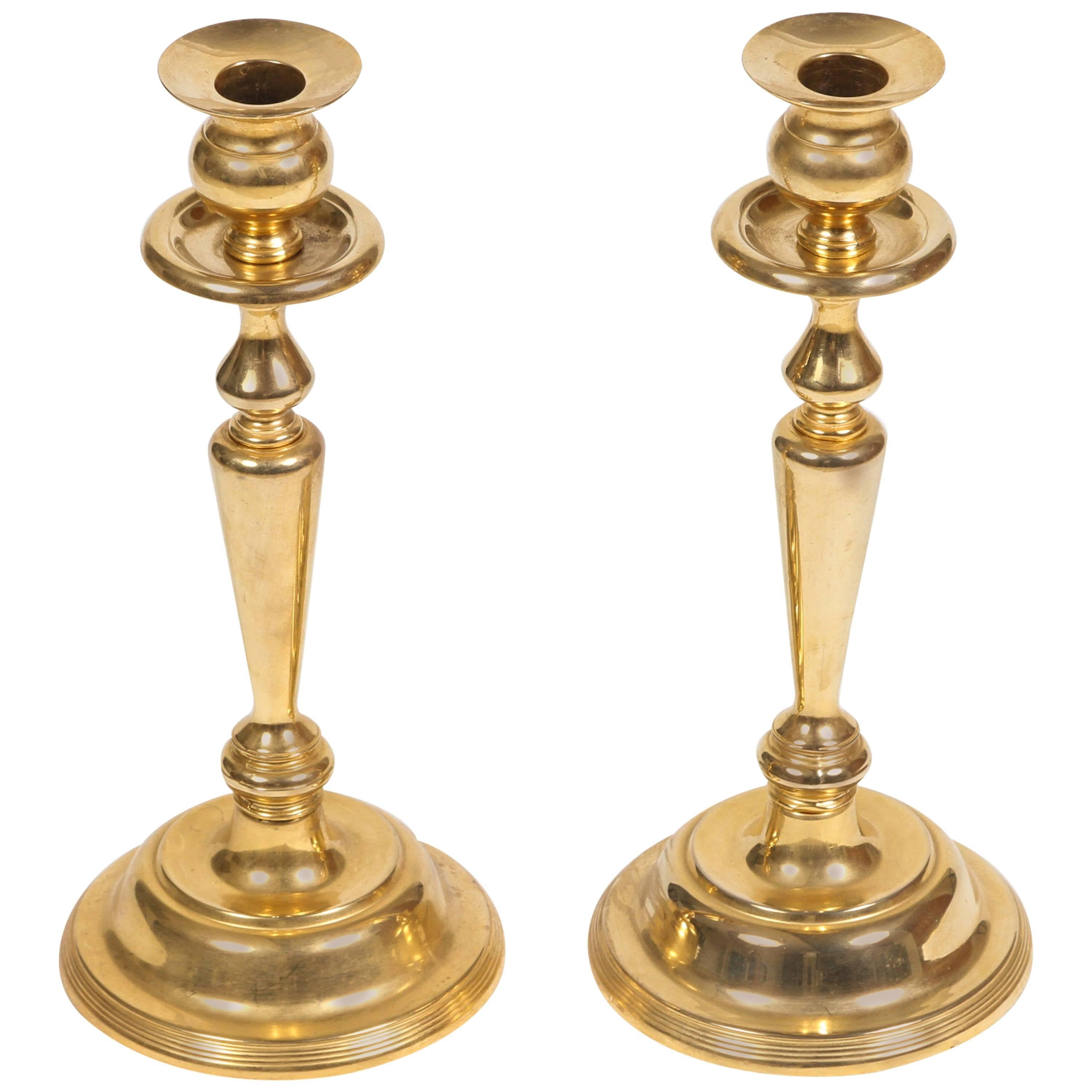Pair of Brass Candlesticks For Sale at 1stDibs