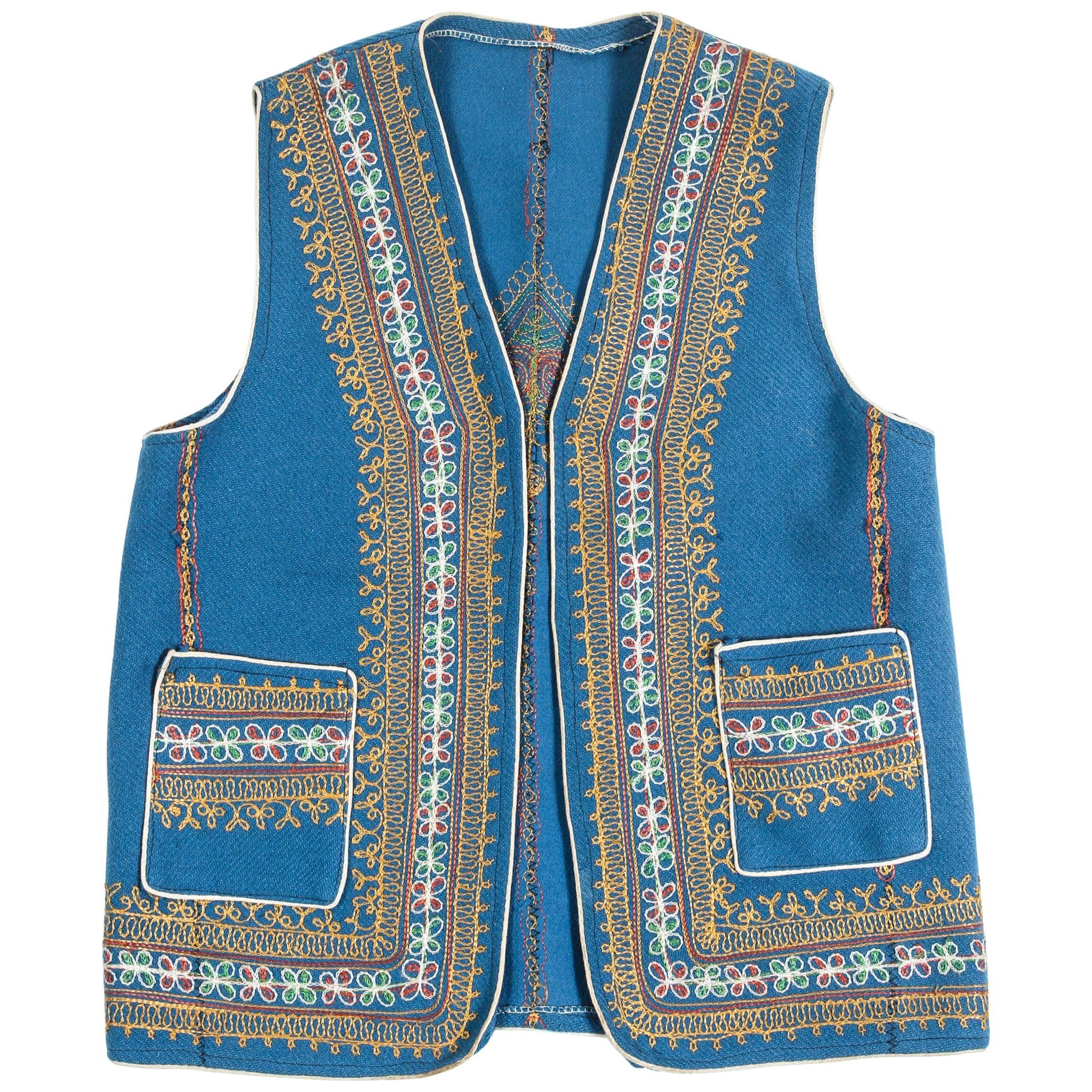 Authentic Ottoman Turkish Blue Vest For Sale
