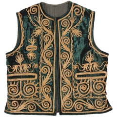 Authentic Ottoman Turkish Vest in Green Velvet