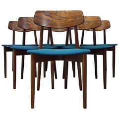 Six Danish Mid-Century Dining Chairs in Rosewood