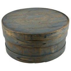 Antique Shaker Staved Cheese Box in Original Blue Paint