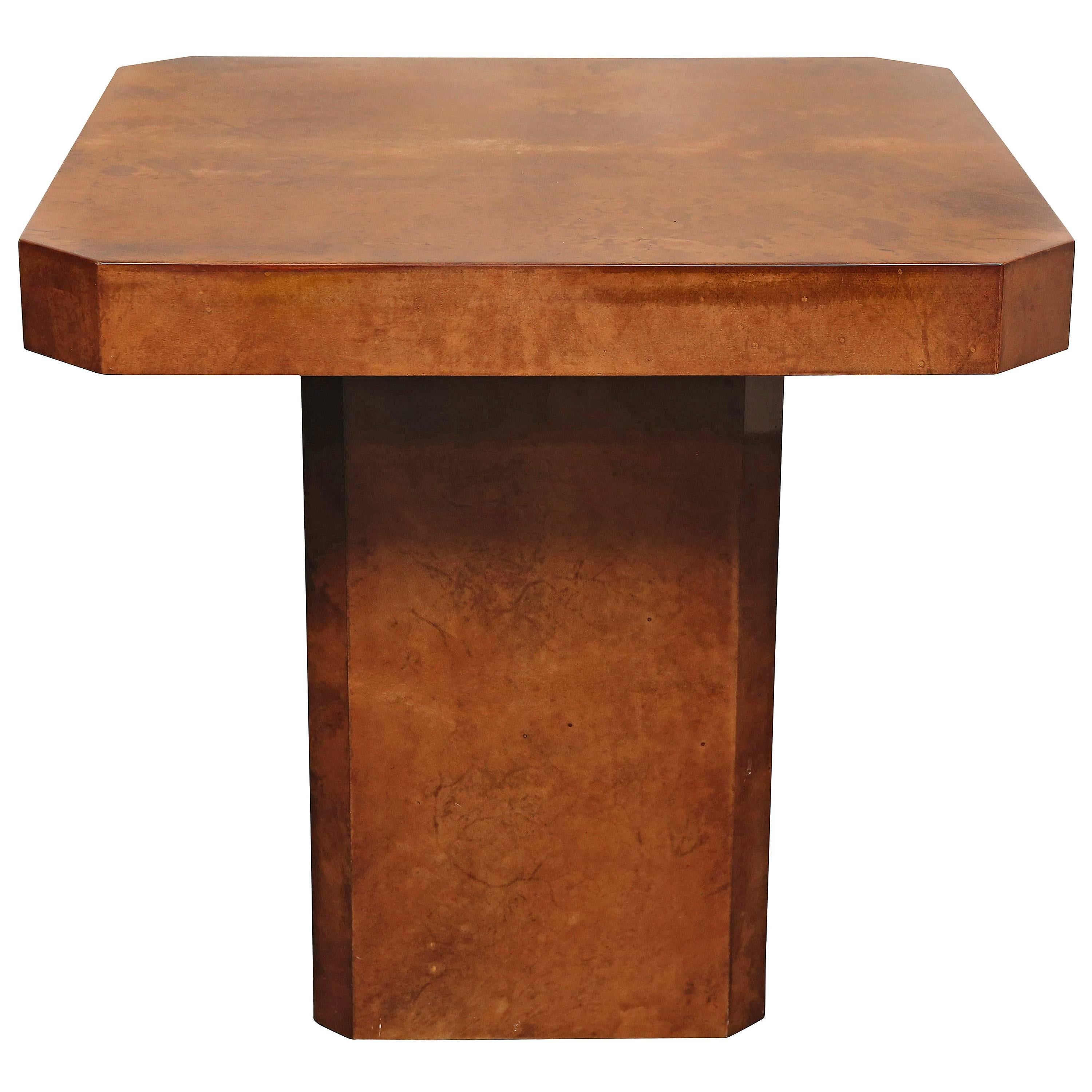 Mid-Century Lacquered Goat Skin Side Table in the Manner of Karl Springer