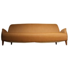 Italian Mid-Century Sofa Special Shape Italian  Design 1950s Brown