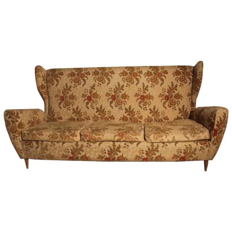 Paolo Buffa Attributed Italian MidCentury Modern Sofà Velvet 1950 High