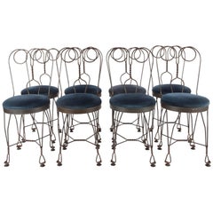 Vintage Regency Blue Velvet ice cream salon Chairs