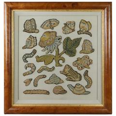 17th Century English Needlework Slip Motif Spot Sampler Picture Charles II, 1680 8