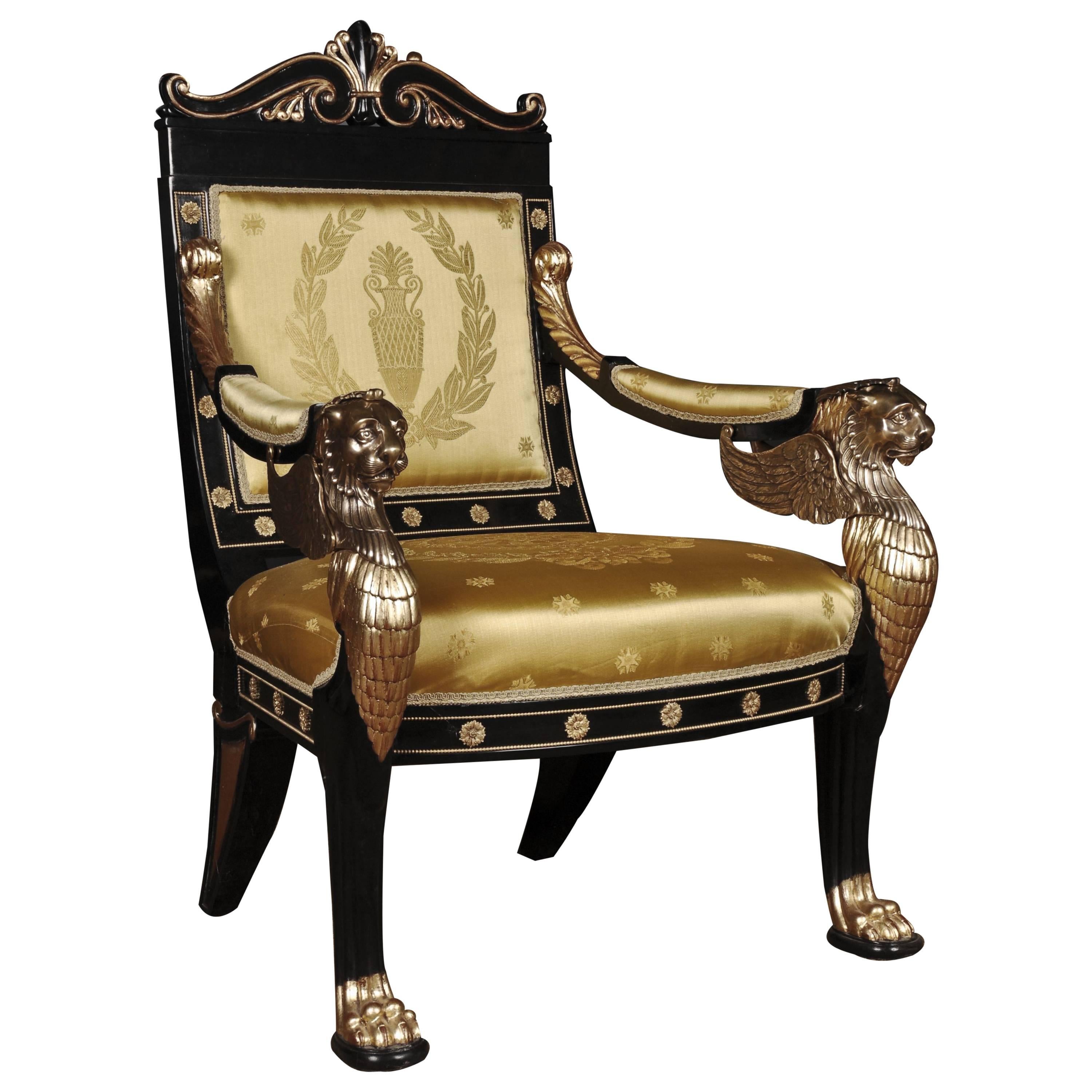 20th Century Empire Style Lion Armchair