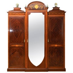 Antique Magnificent Waring and Gillow Inlaid Wardrobe