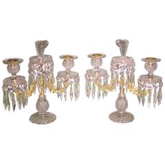 Pair of Regency Cut-Glass Lustre Candelabra