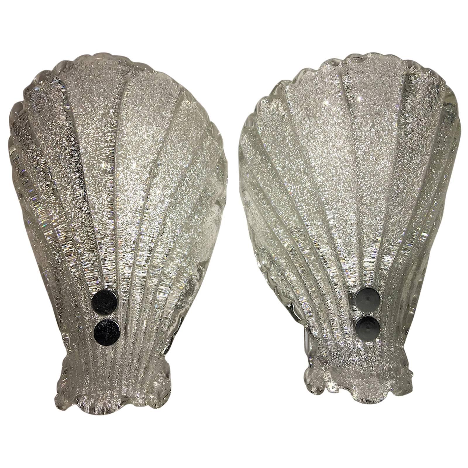 Pair of 1960's Modernist Murano Glass Sconces  For Sale