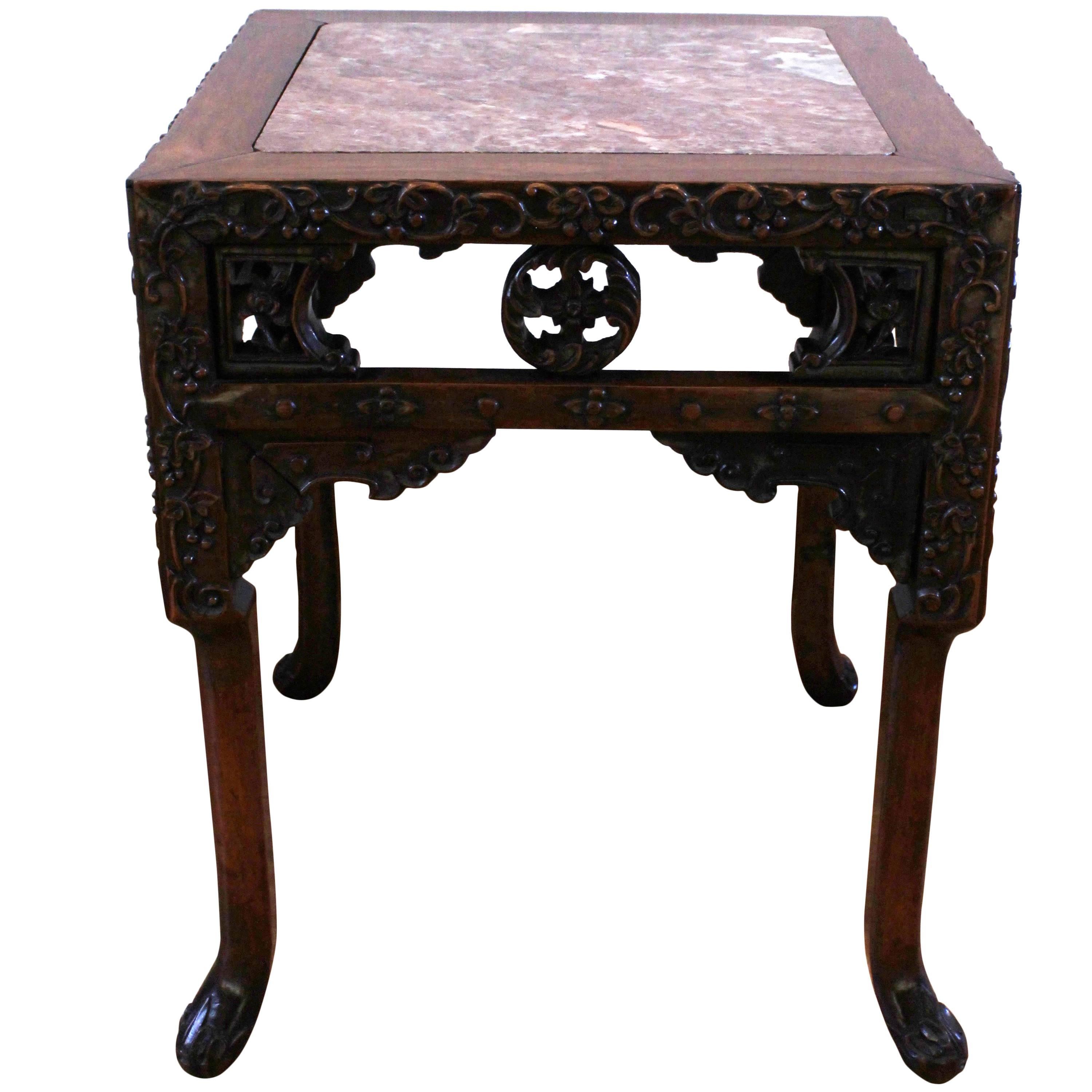 Chinese Hong-Mu 'Blackwood' Square Pedestal Table, circa 1880 For Sale