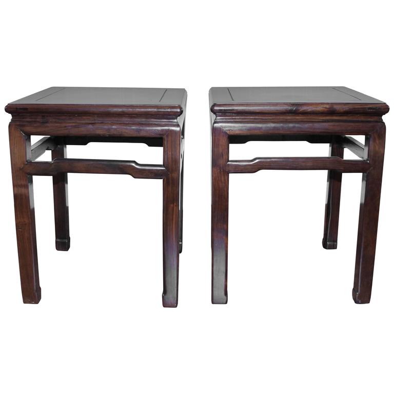 Pair of Chinese Hongmu 'Blackwood' Square Stools For Sale at 1stDibs