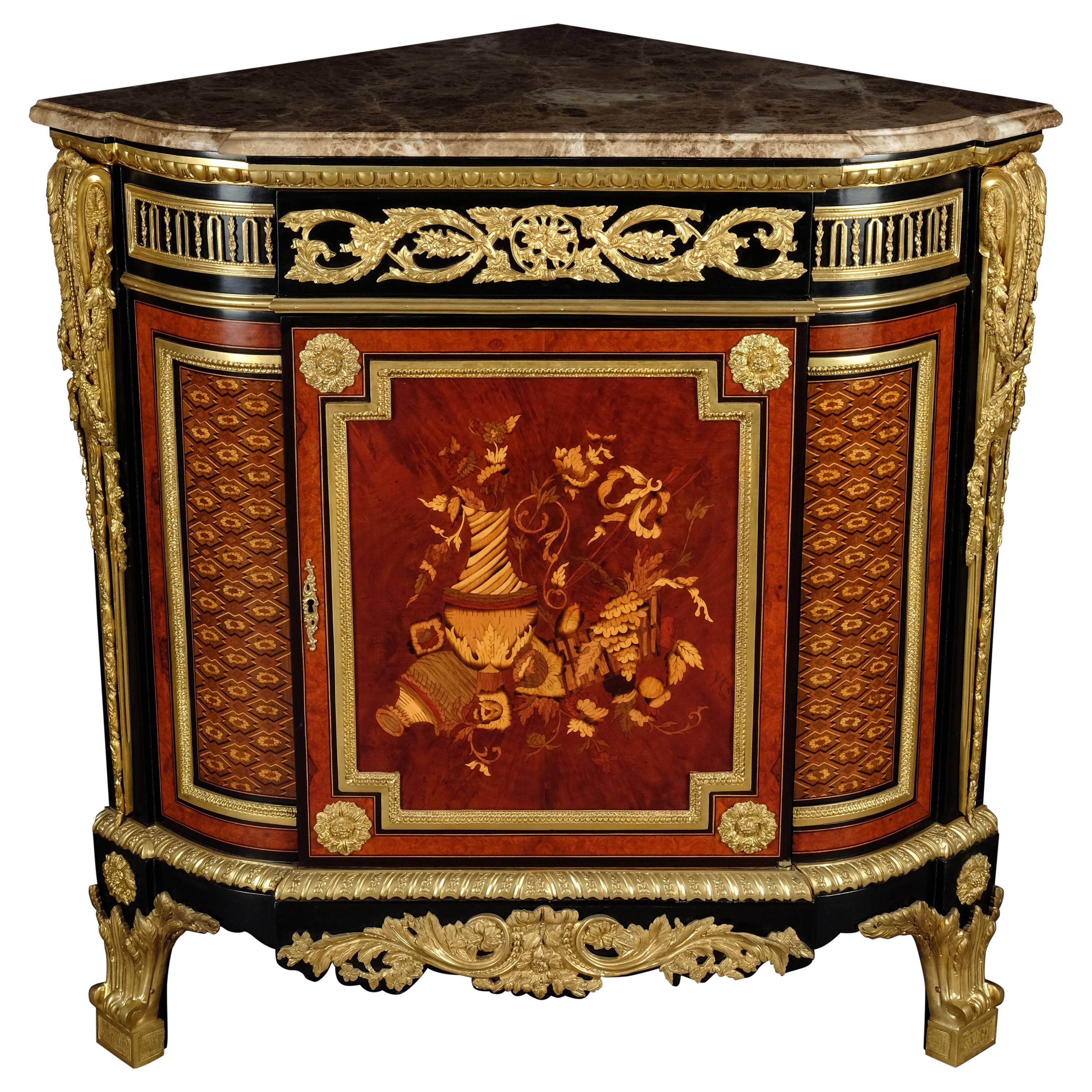 20th Century Louis XV Style Corner Commode after Jean Henri Riesener