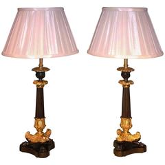 Pair of Bronze and Ormolu Candlesticks from the Early 19th Century 11