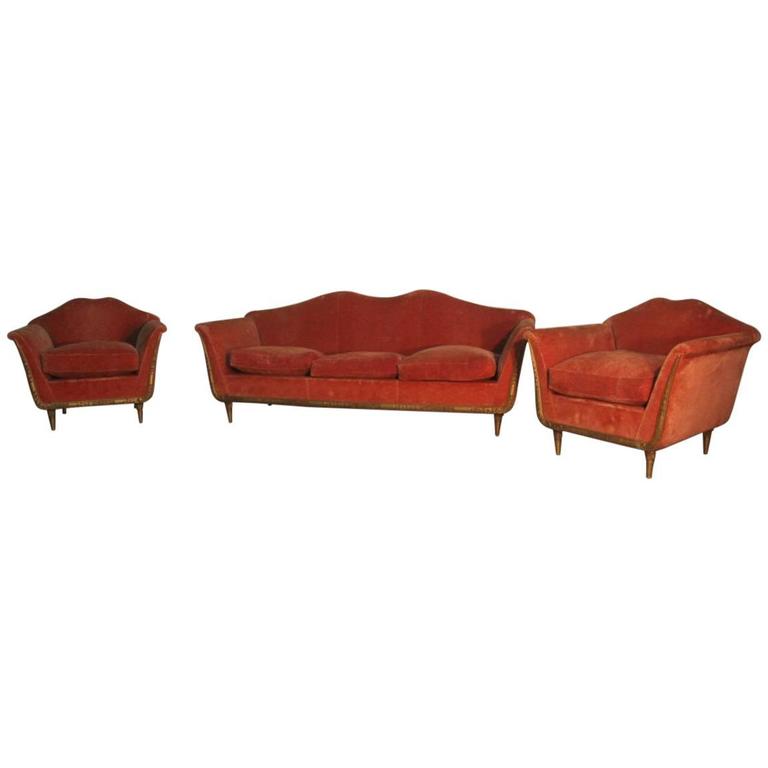 Elegant Living Room Set, Italian MidCentury Design For Sale at 1stdibs