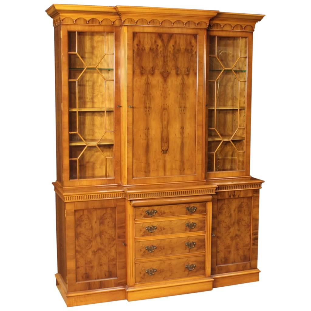 20th Century English Bookcase in Walnut and Burl