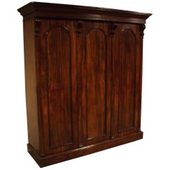 19th Century Victorian Three-Door Mahogany Wardrobe