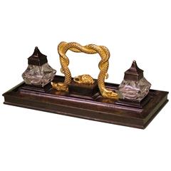 Bronze and Ormolu Pen Tray with Serpent Handle 7