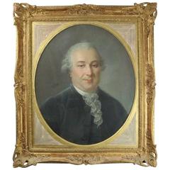 Late 18th Century Framed Portrait Pastel on Canvas Painting Attr. J. Russell Late 18th Century Framed Portrait Pastel on Canvas Painting Attr. J. Russell