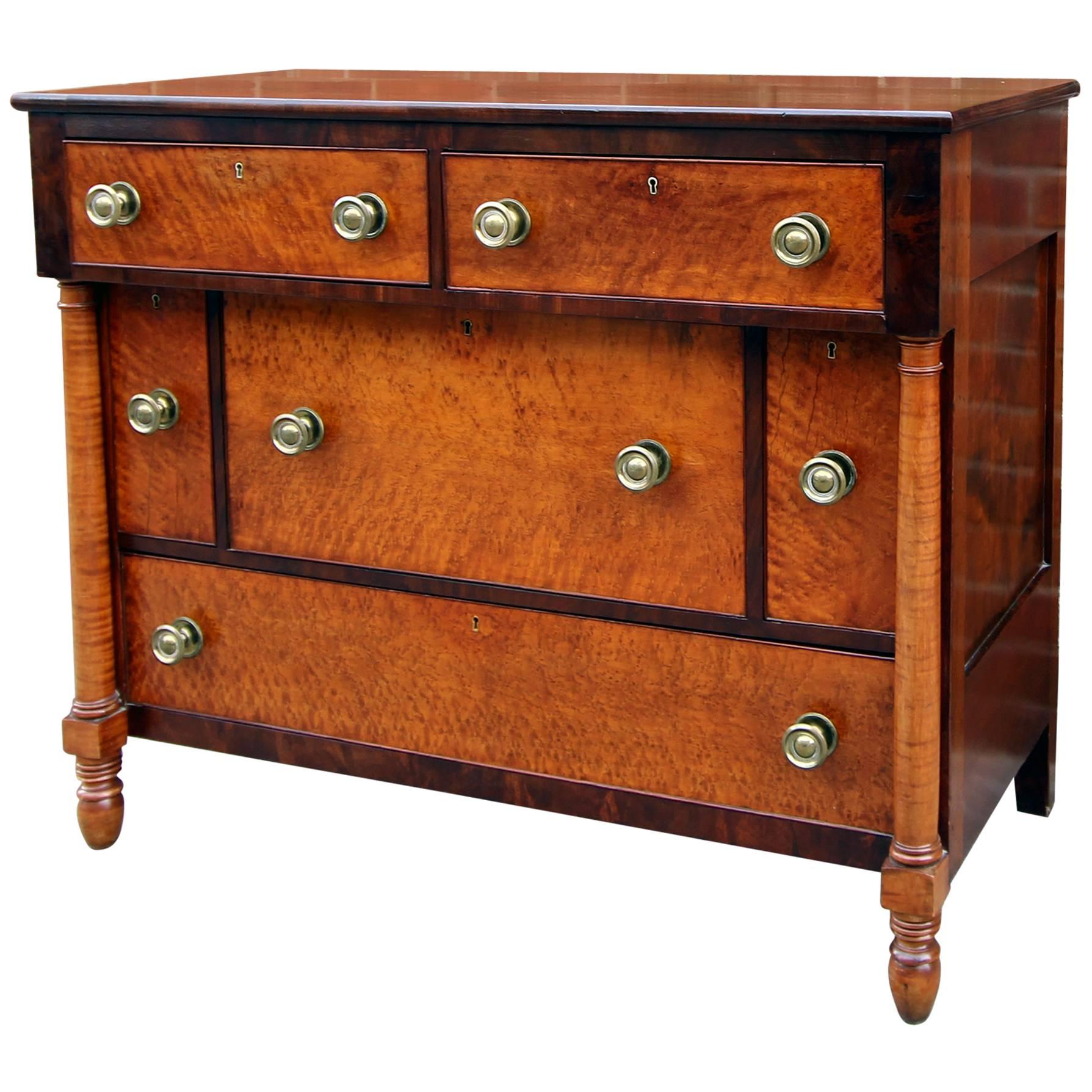 Maple and Mahogany Server or Chest with Bottle Drawers, 19th Century, American