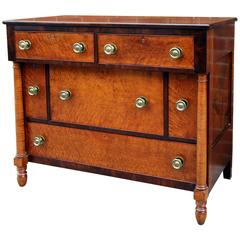 Antique Maple and Mahogany Server or Chest with Bottle Drawers, 19th Century, American