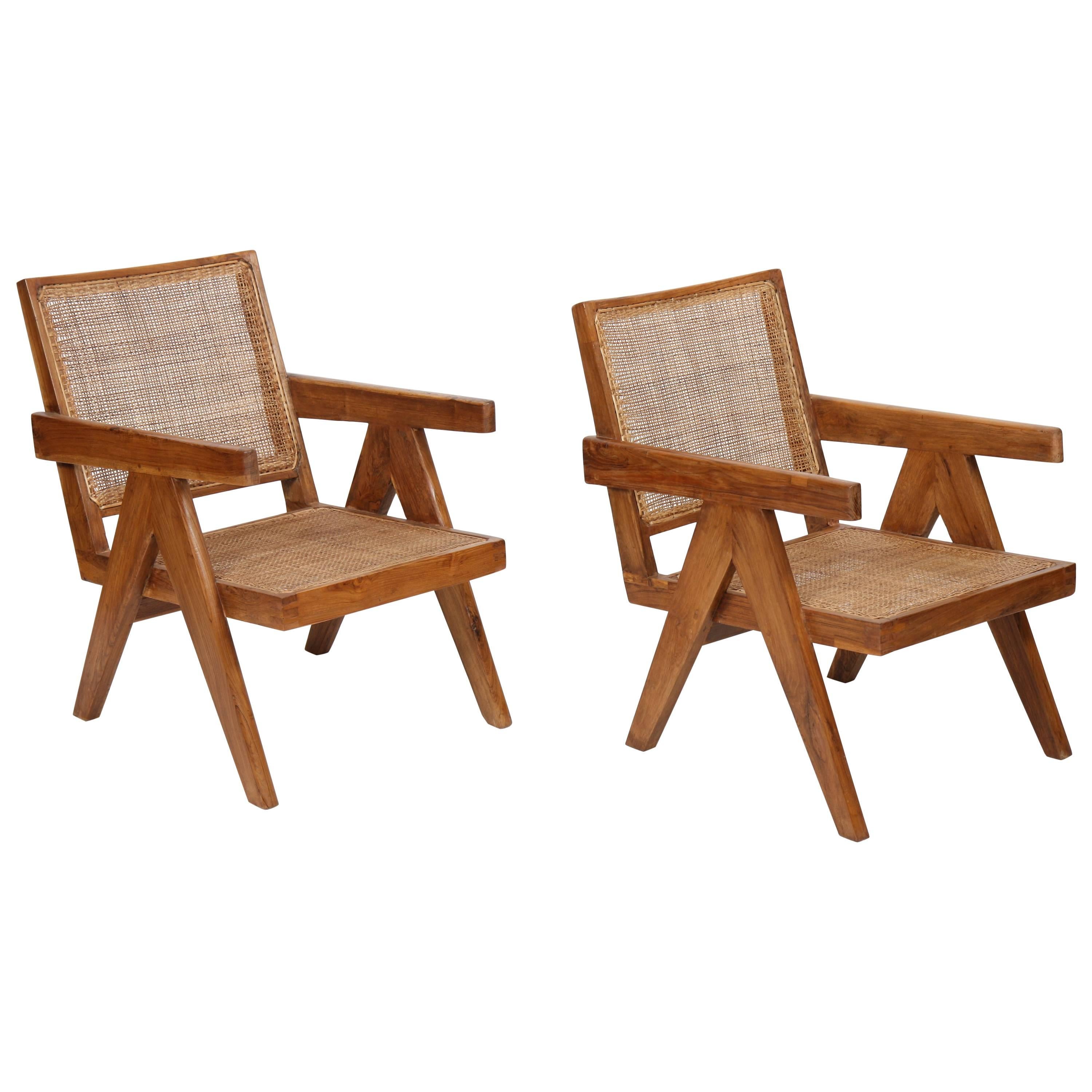 Pierre Jeanneret, Set of Two Easy Armchairs