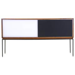 Paul McCobb Planner Group Cabinet with Sliding Doors on Base with Iron Legs