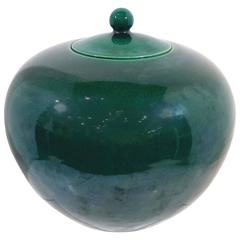 Chinese Green Glazed Porcelain Covered Jar, 19th Century