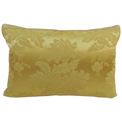 Antique French Yellow Silk Brocade Textile Decorative Pillow 2