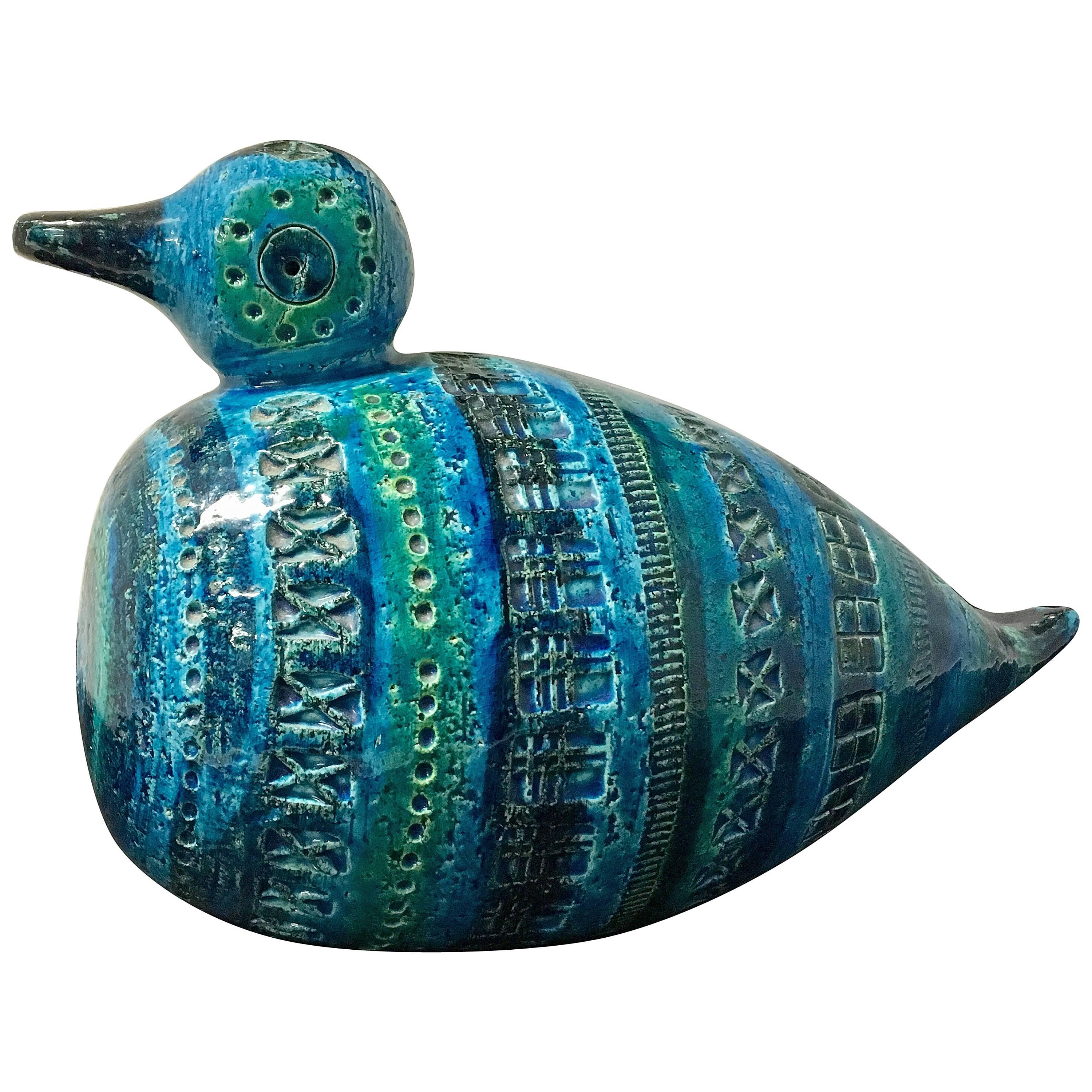 Mid-Century Modern Bird Bu Aldo Londi for Bitossi in Rimini Blu