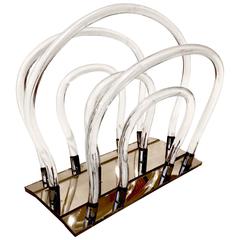 1960 Dorothy Thorpe Lucite and Chrome Magazine Rack