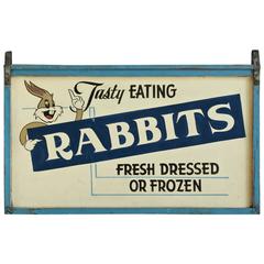 Mid-20th Century "Tasty Eating Rabbits" Bugs Bunny Folk Art Trade Sign 11