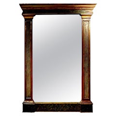 Antiguo espejo italiano de imitación de mármol y madera dorada de estilo neoclásico