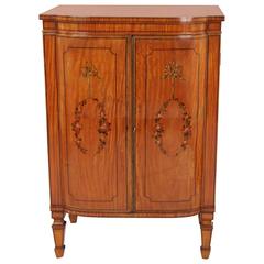 Sheraton Style Satinwood Inlaid and Paint Decorated Music Cabinet