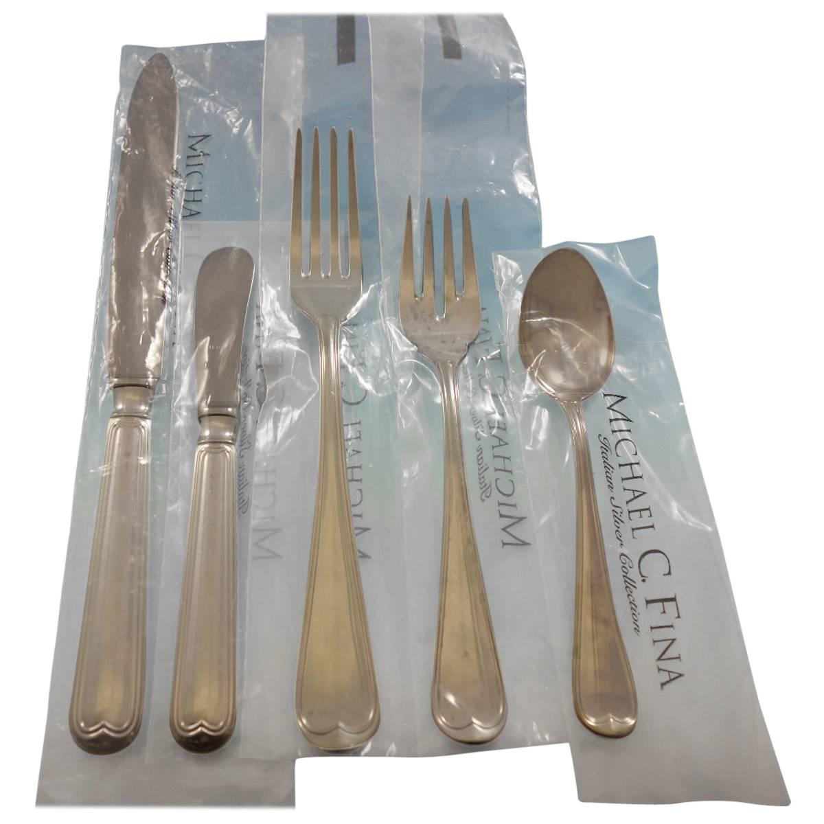 Maurizano by Schiavon Italy Sterling Silver Flatware Set for 12 Dinner 66 Pc New