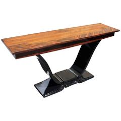 Long French Art Deco Exotic Macassar Ebony Console Tables, circa 1940s 3