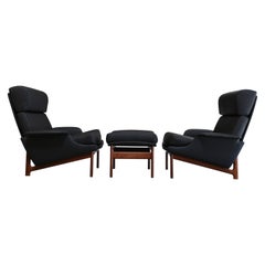 Pair of "Adam" Lounge Chairs with Ottoman Ib Kofod-Larsen for Mogens Kold Møbelf