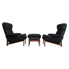 Pair of "Adam" Lounge Chairs with Ottoman Ib Kofod-Larsen for Mogens Kold Møbelf 12