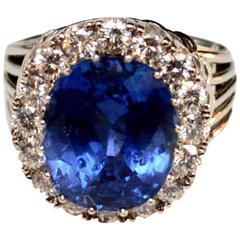 1950s nine Carat Untreated Sapphire and Diamond Ring