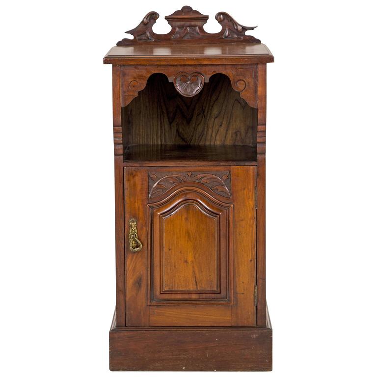 Antique Scottish Victorian Walnut Nightstand, Bedside Table, Lamp Table