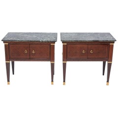 Pair of Italian Modern Rosewood and Walnut Inlaid Nightstands, Paolo Buffa